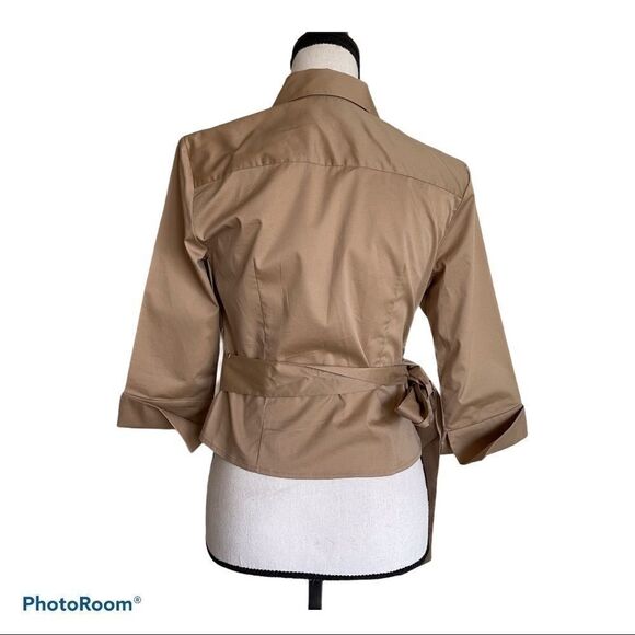 Express Sateen Wrap Top, Tan, Size 1/2 - Picture 9 of 9